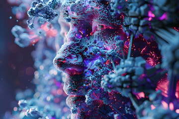 Biotechnological Advancements and Governance in a Transhumanist Society A Hyper D Rendering with Cinematic Photographic Style - obrazy, fototapety, plakaty