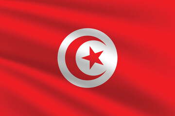 Tunisia flag vector illustration. Tunisia national flag. Waving Tunisia flag.
