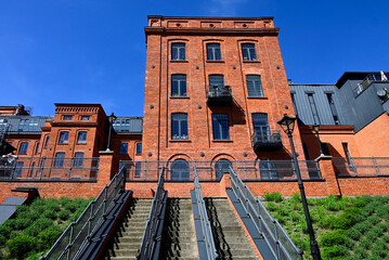 Lodz, Łódź, Poland, Europe - historic huge spinning mill factory built in 1872, after...