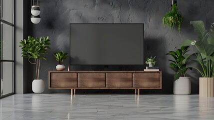 Contemporary Living Room Elegance: TV Cabinet with Chic Decor