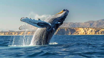 whale in the pacific ocean - obrazy, fototapety, plakaty