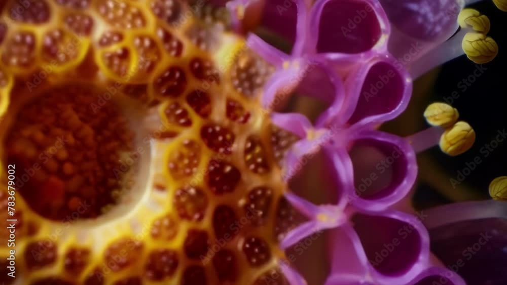 Aufkleber a crosssection view of a pollen grain revealing its complex internal structure and secret compartmen