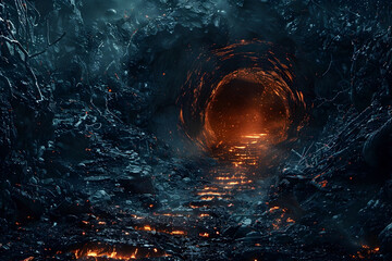 Plunging Into the Fiery Abyss A Journey to the Heart of the Earth s Molten Mysteries - obrazy, fototapety, plakaty
