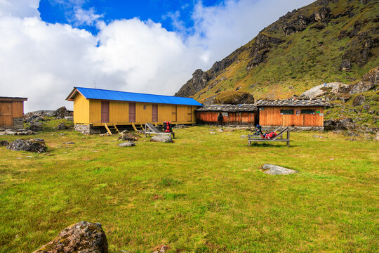 Lodge at the Selele camp on the Kanchenjunga Base Camp trek in the Himalaya, Nepal, section from Tseram to Ghunsa 