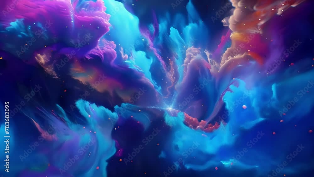 Aufkleber a constantly changing display of neon particle explosions combining to create an otherworldly and me