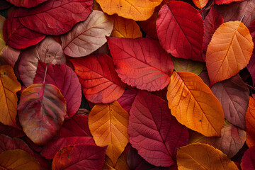 Vibrant Autumn Leaves Background in Warm Tones - obrazy, fototapety, plakaty