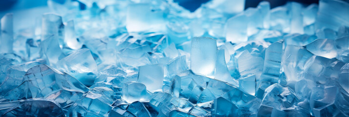 Crystal Clear Ice Cubes on Blue Background for Refreshing Concepts - obrazy, fototapety, plakaty