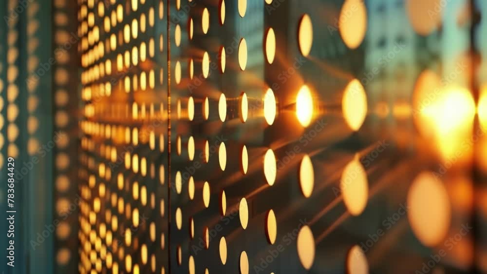 Poster the contrast between the solid and perforated sections of the metal sheets creates a playful interpl