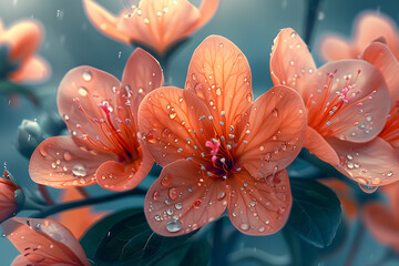 Fototapeta premium Vibrant floral wallpaper featuring a beautiful arrangement of colorful flowers in full bloom, creating an enchanting and refreshing backdrop for nature-inspired designs and elegant spaces 