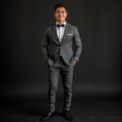 Fototapeta premium Man wearing suit and bow tie