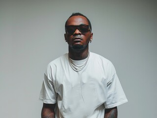 Obraz premium Man wearing sunglasses and white shirt