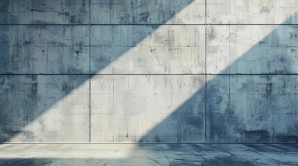 Minimalist background of textured concrete wall with soft sunlight shadows