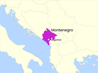 High detailed map of Montenegro. Outline map of Montenegro. Europe