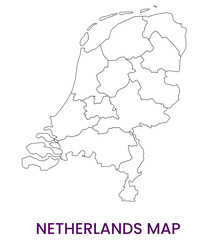 High detailed map of Netherlands. Outline map of Netherlands. Europe