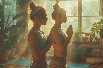 Tranquil Yoga Session In Sunlit Greenhouse With Plants