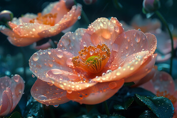 Naklejka premium Captivating floral wallpaper featuring a stunning assortment of vibrant, colorful flowers in full bloom, perfect for creating elegant, nature-inspired backgrounds for a variety of projects