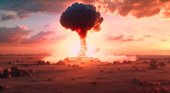Nuclear explosion after dropping a nuclear bomb.
