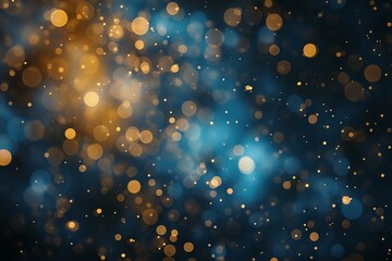 Vibrant Blue and Gold Abstract Bokeh Background - obrazy, fototapety, plakaty