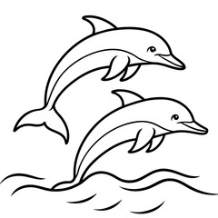 Fototapeta premium For T-shirt Design Vector silhouette of waving dolphins - Vector - Vector art - Vector illustration - Vector design - Latest Vector - Ultimate Vector - Premium Vector - Vector pro