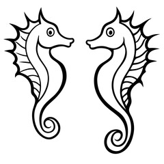 For T-shirt Design Vector illustration of a sea horse tattoo