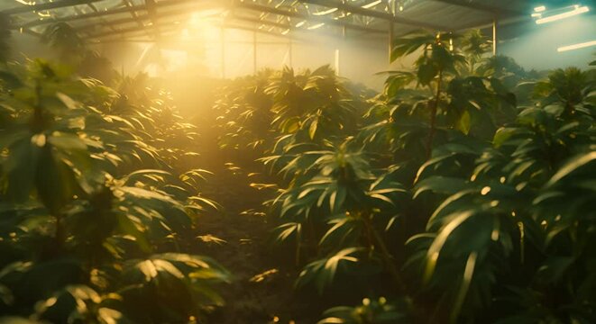 Cannabis Plantation. Indoor Marijuana cultivation. CBD cannabis. Indoor cultivation.