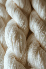 Natural Cream Wool Yarn Skeins Close-Up Texture