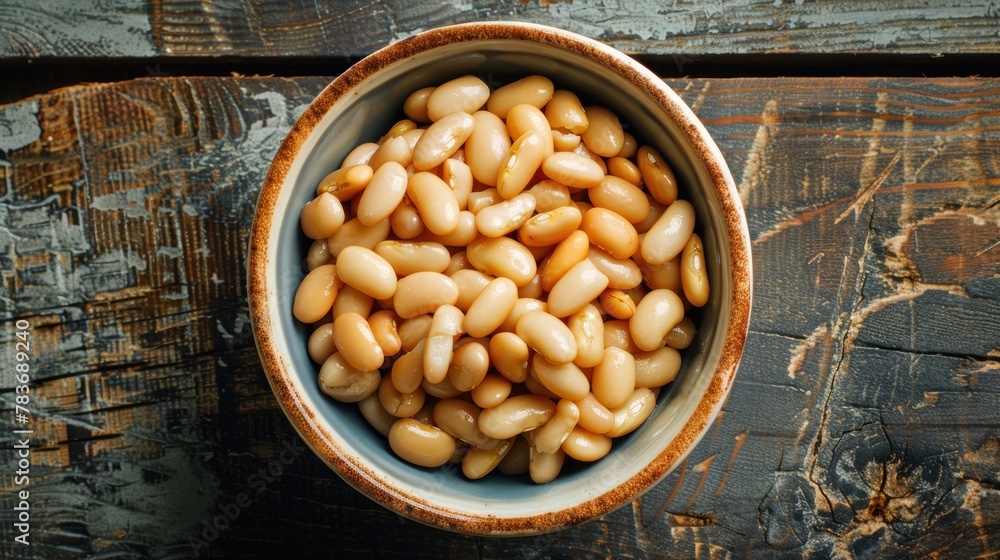 Wall mural white canned beans for vegan suisine in the bowl