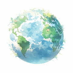A blue and green eco Earth globe, logo for environmental world protection, illustration for ecological conservation, Save the Planet, Earth Day concept - 783689255