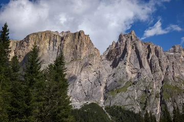 Fototapeten Panoramic Views of the Majestic Dolomites near Canazei on SS242 © Marcel Otterspeer