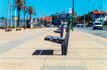 boulevard Pocitos beach in Montevideo, Uruguay. Montevideo is the capital and the largest city of...