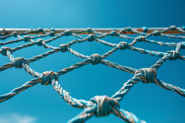Interwoven Blue Ropes Against Clear Sky Background