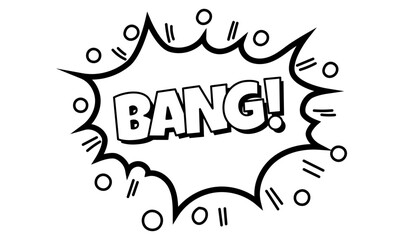 Pow comic bubble. Sound dialogue speech bubbles with word - Bang. Pop art expression in black and white color.