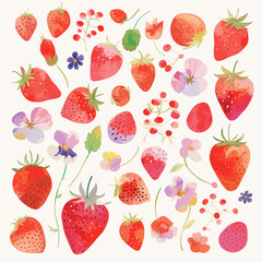 Fototapeta na wymiar seamless background with strawberries