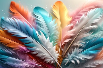 Obraz premium background of multi-colored feathers, pastel colors