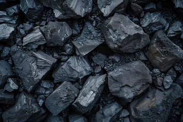 Textured charcoal blocks up close