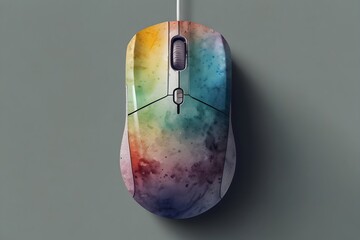 Multiple color computer mouse on gray background, colorful computer mouse 