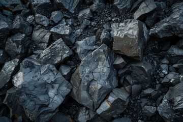 Close up of coarse black coal lumps