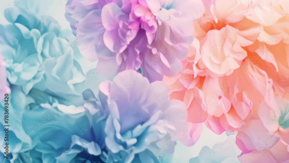 Poster soft dreamy pastel hues blend seamlessly with bold abstract flower patterns in this background creat