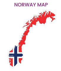 High detailed map of Norway. Outline map of Norway. Europe
