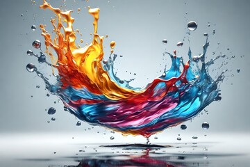 Splash of water with colorful reflections background