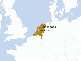 High detailed map of Netherlands. Outline map of Netherlands. Europe