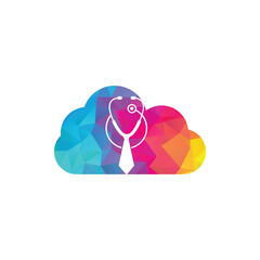 Medical job cloud shape logo design template. Medical jobs logo inspiration with tie and stethoscope logo design.