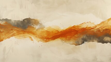 Abstract artwork embodying rebirth, progress, and inspiration. Dark chestnut, burnt sienna, soft cream hues with minimalistic design and negative space.