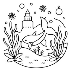     whimsical underwater world vector illustration.
