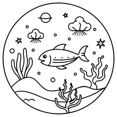     whimsical underwater world vector illustration.
