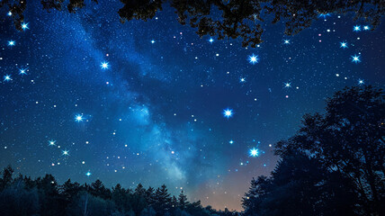 Starry night sky with stars and constellations