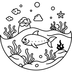    whimsical underwater world vector illustration.
