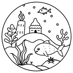     whimsical underwater world vector illustration.
