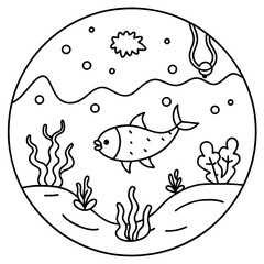     whimsical underwater world vector illustration.
