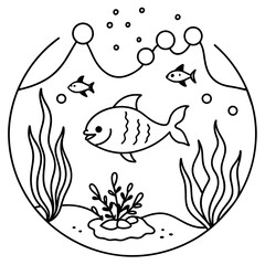     whimsical underwater world vector illustration.
